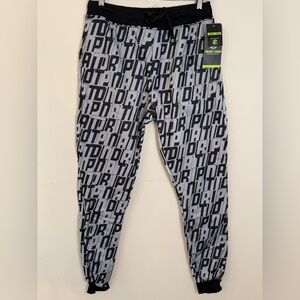 Sacred Crown Fleece lined Letter Graphic Black & Gray Joggers warm soft SZ Med